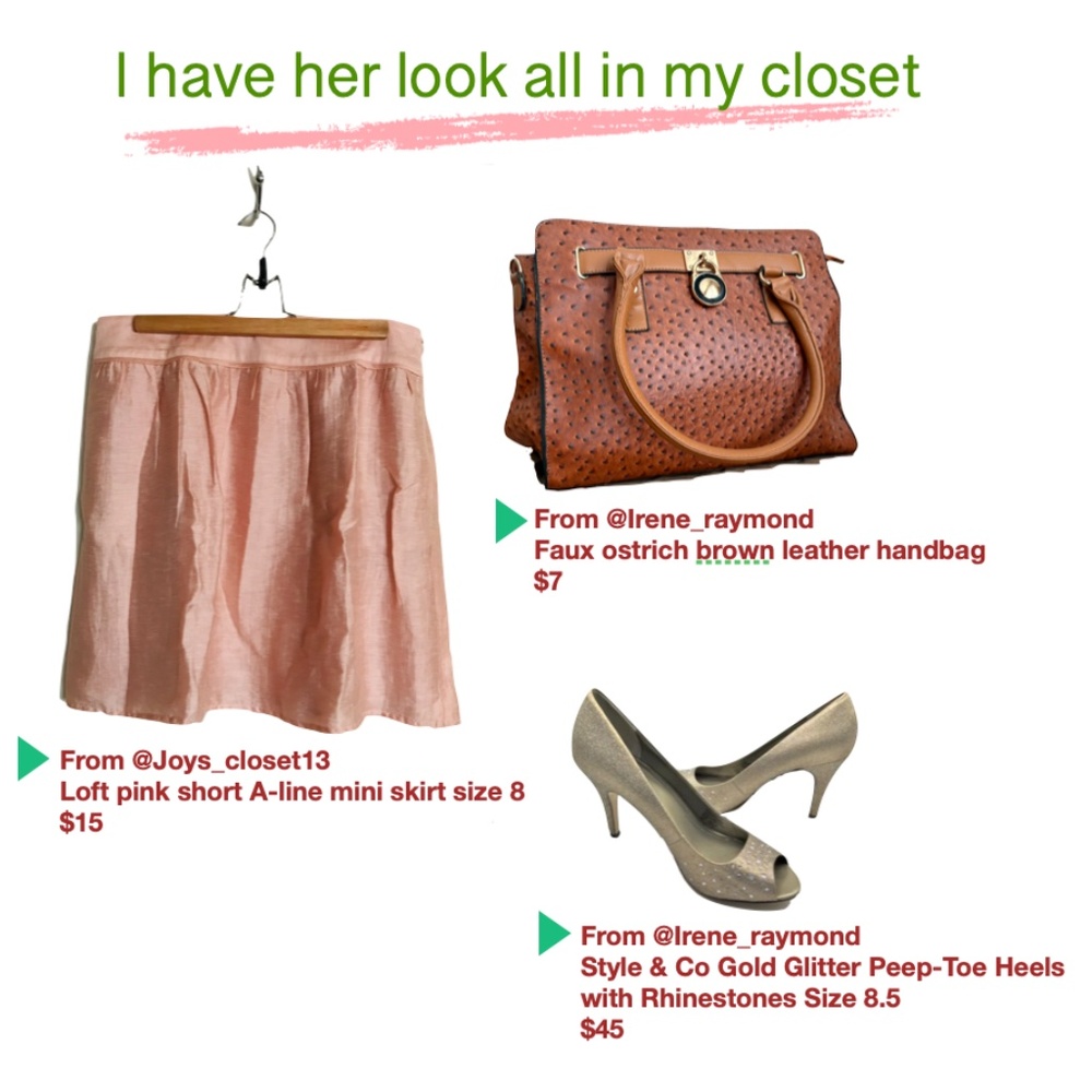 (Worn) Faux ostrich brown leather handbag - Picture 3 of 9